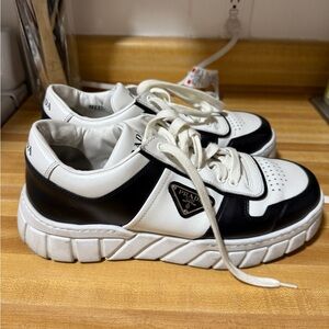 Prada Monochrome Leather Sneakers